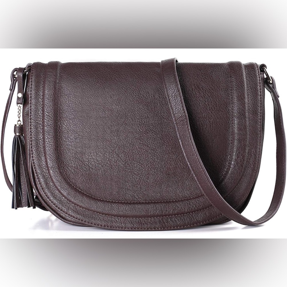 AMELIE GALANTI Crossbody  Flap Saddle Bag Multiple Pockets with Tassel